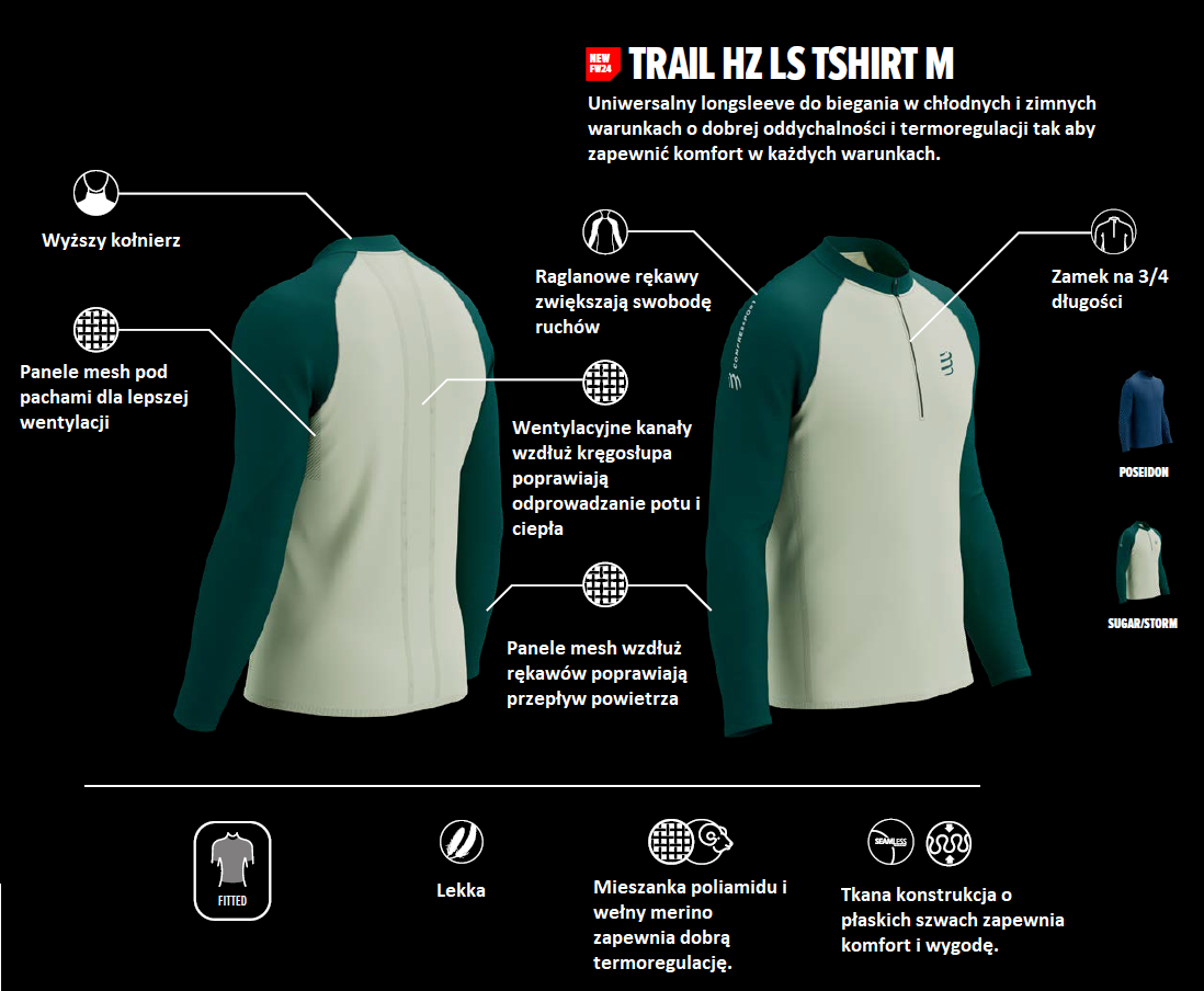 COMPRESSPORT TRAIL HZ LS TSHIRT MĘSKA SUGAR/SHADOW LIME trail_hz_top_info