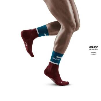 CEP RUN SOCKS 4.0 MID CUT MĘSKIE PETROL/DARK RED