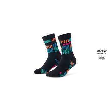 CEP RUN SOCKS LIMITED MID CUT DAMSKIE BLACK/NEON PINK